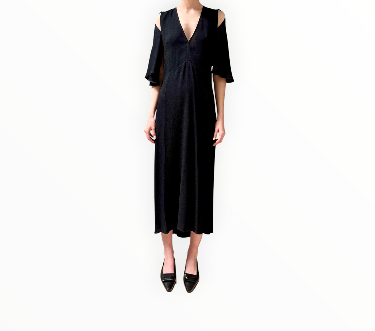 RT006380 - Victoria Beckham Cutout Sleeve Dress - Black - Size AU12