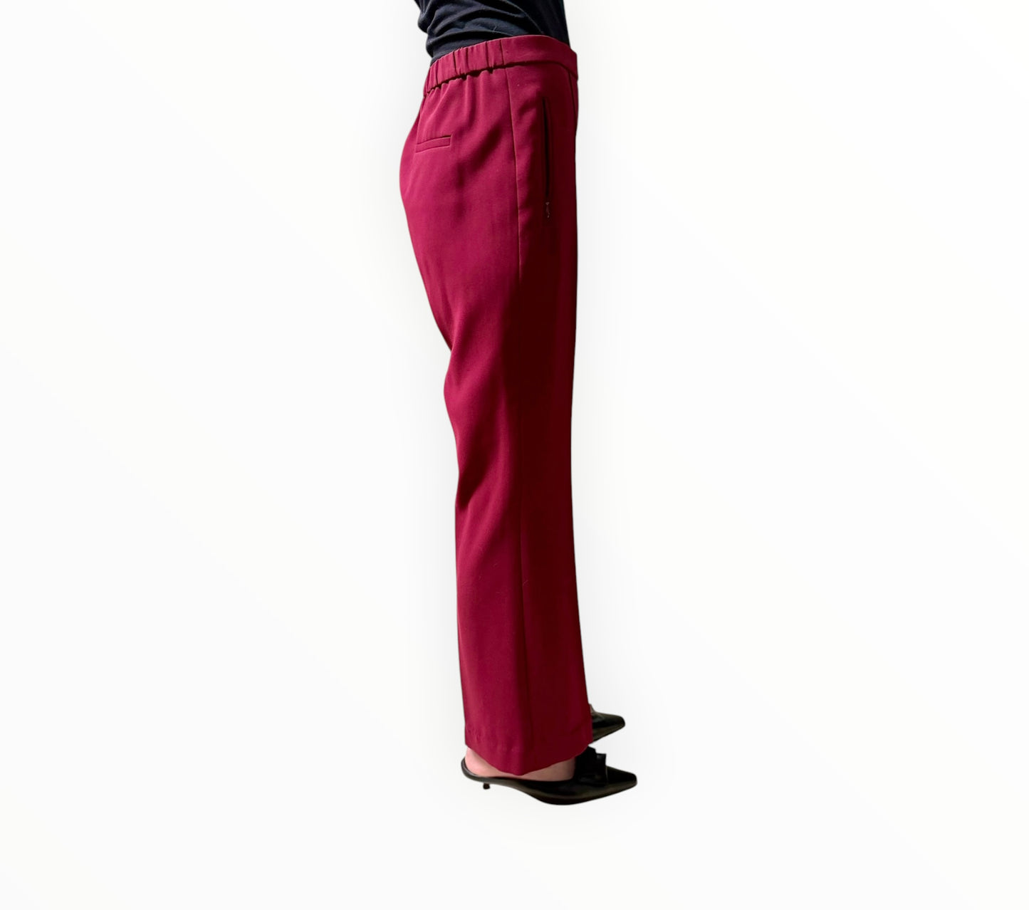 Theory Flat Front Half Back Elastic Pants - Crimson- Size AU12
