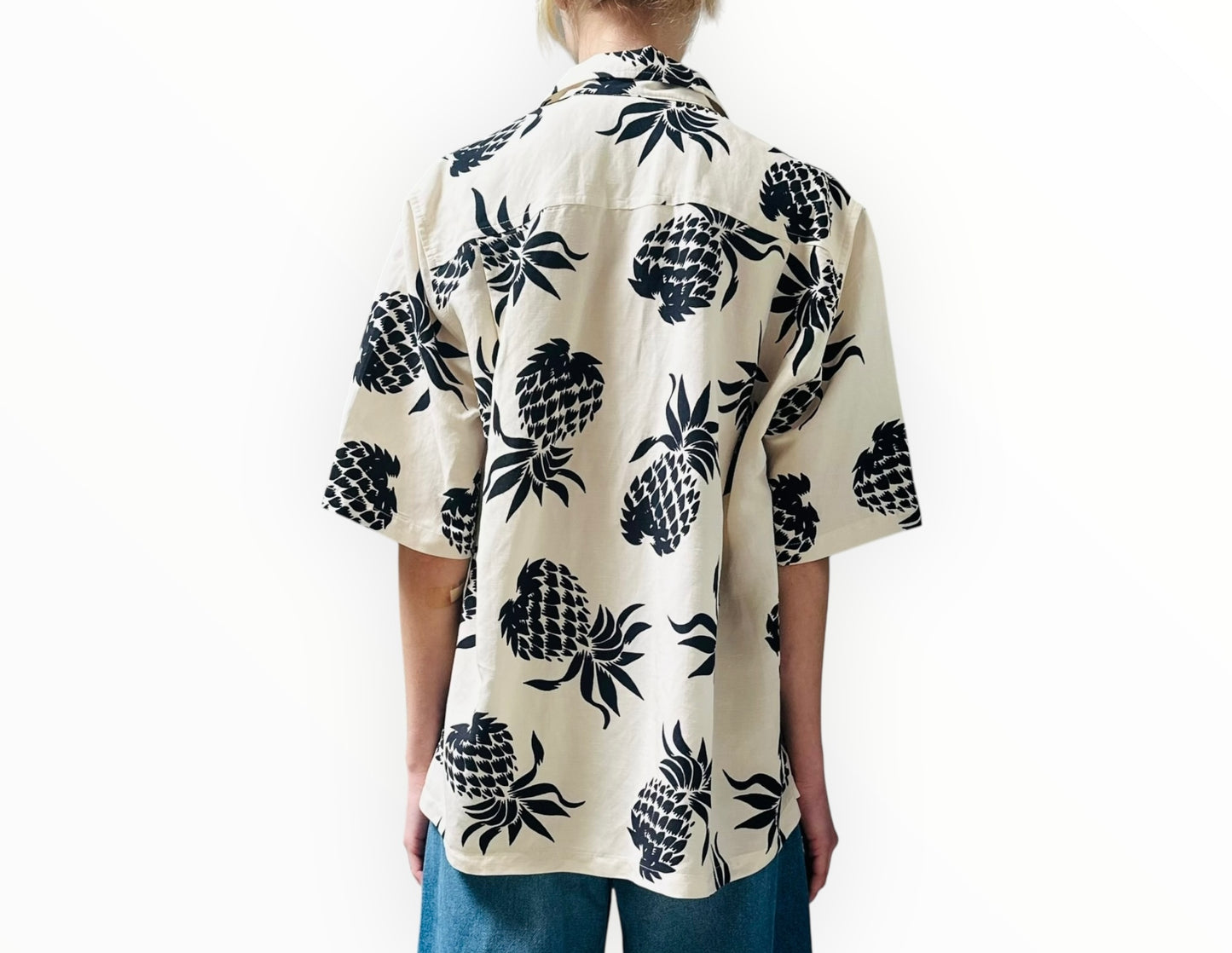 Bassike Pineapple Print Shirt - White/Black - Size 1