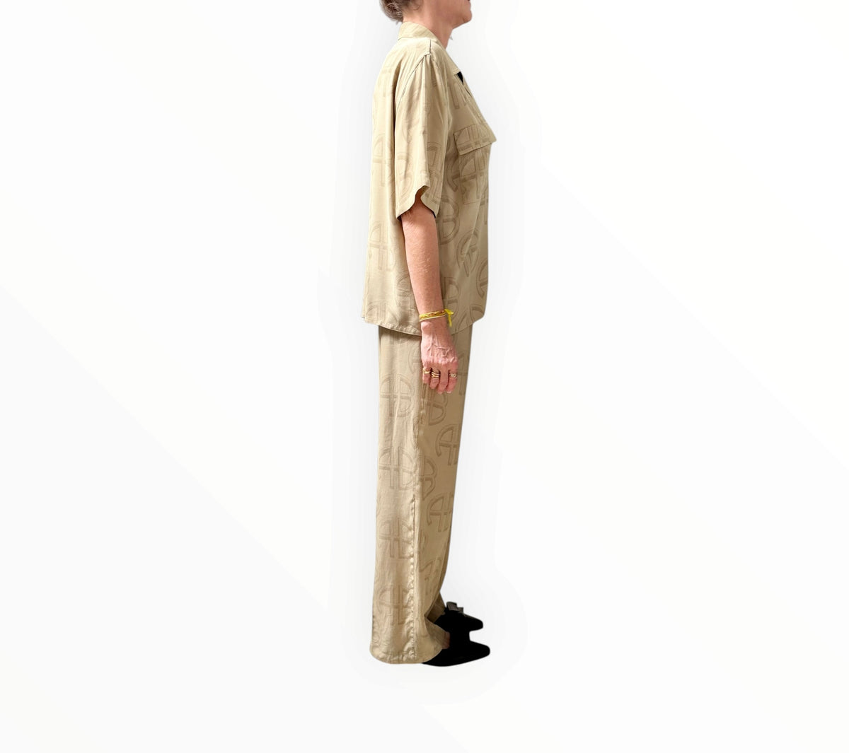 Anine Bing Austen Shirt + Pants - Light Khaki - Size S