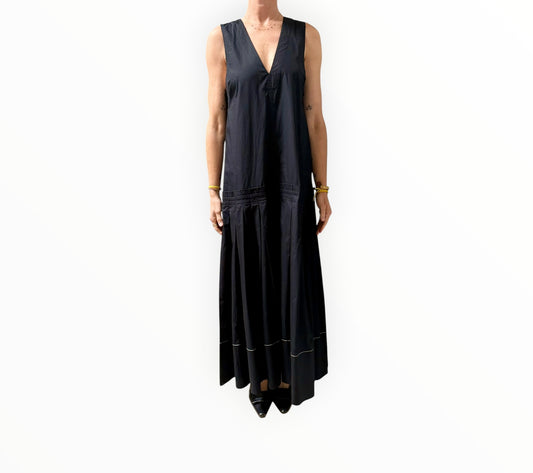 RT006349 - Lee Mathews V-Neck Poplin Tank Dress - Black - Size 1