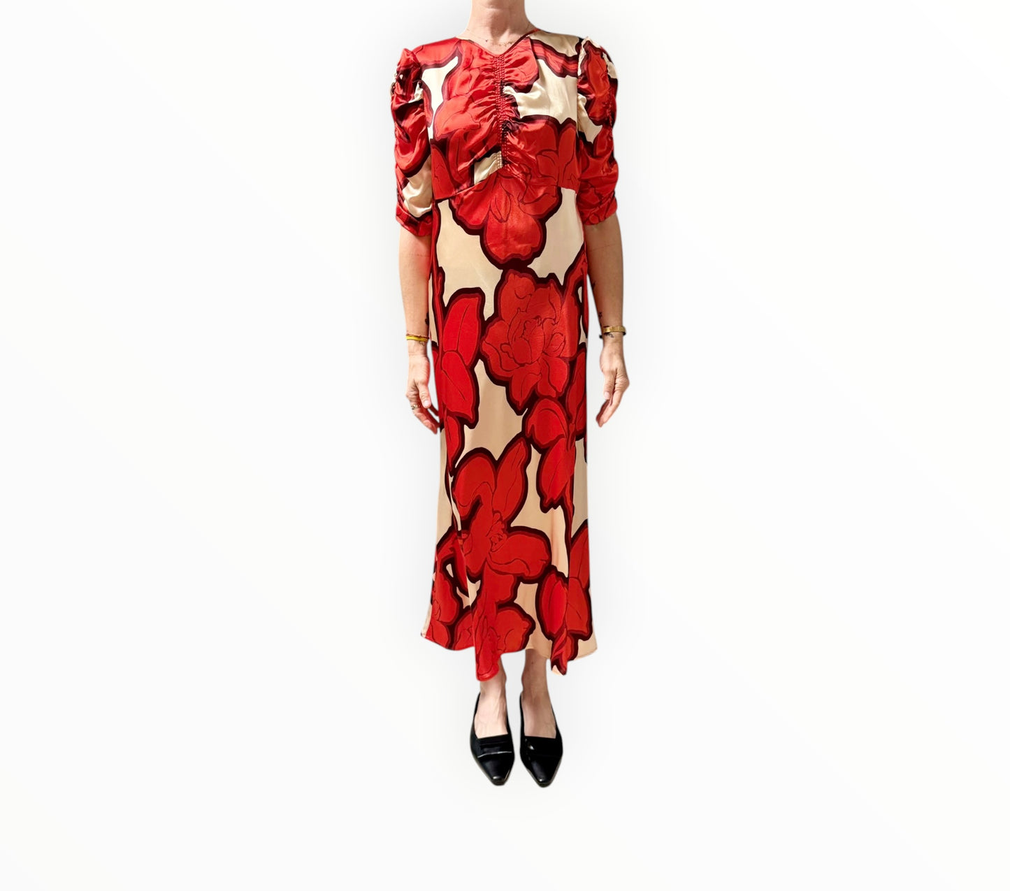 RT006231 - Husk Graphic Print Dress - Red/Cream - Size AU12