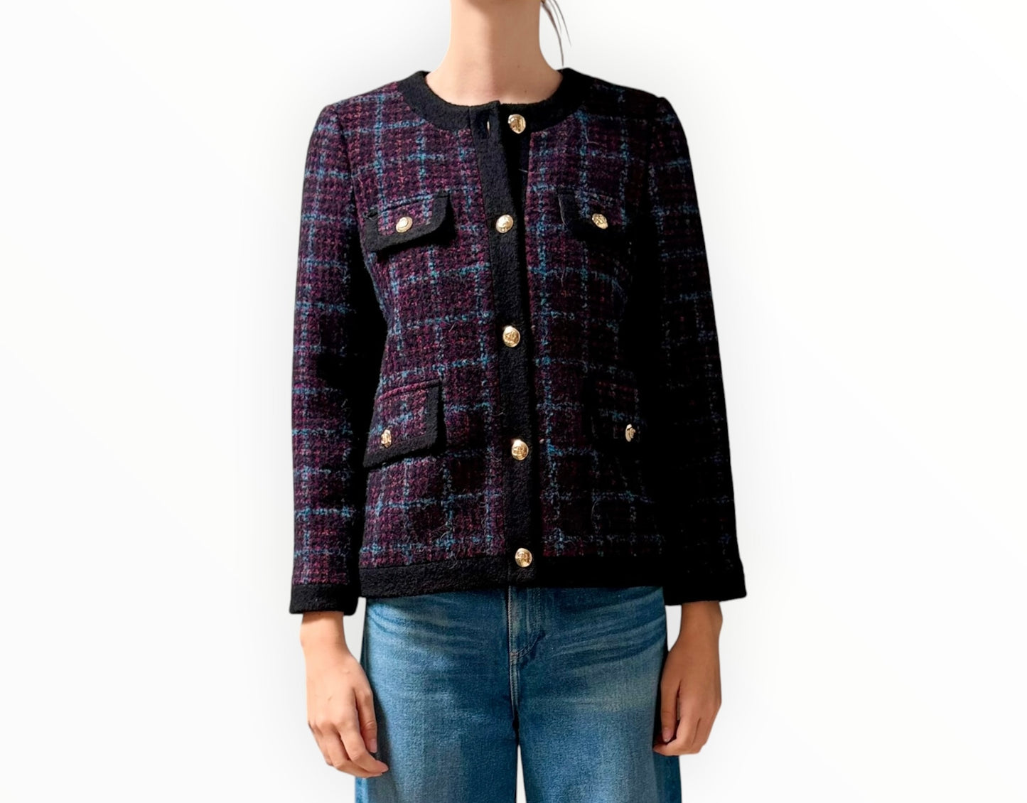 Anine Bing Lydia Jacket - Blue Red Tweed - Size S