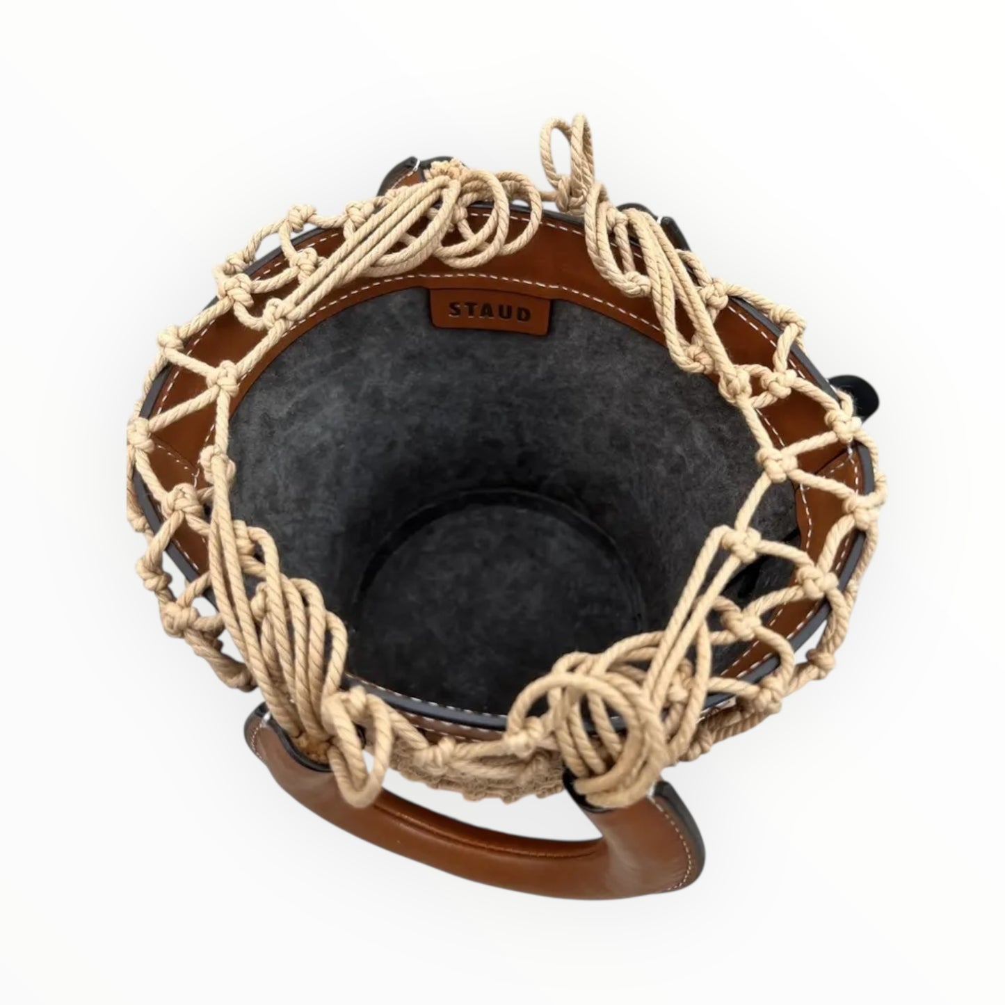 Staud Moreau Macrame Bucket Bag - Tan