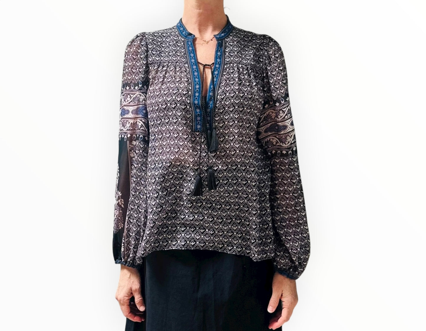 Ulla Johnson Printed Tie Silk Top - Multi - Size AU8