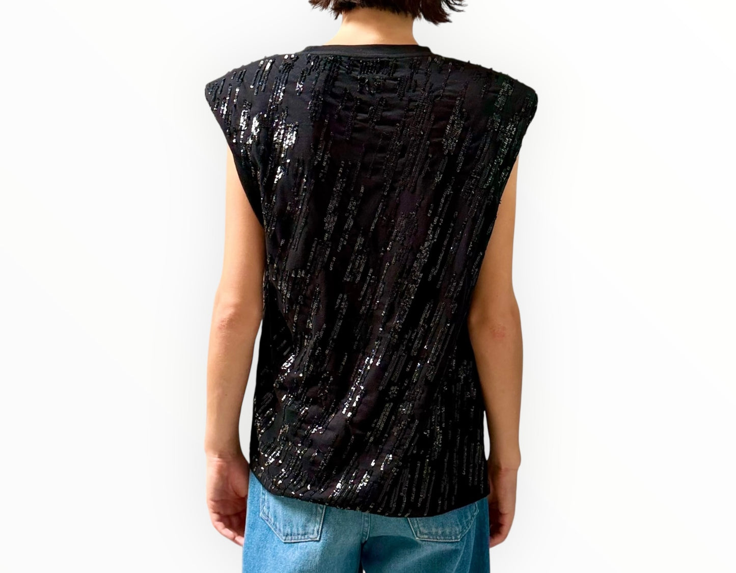Retrofete Sequin Top - Black - Size M