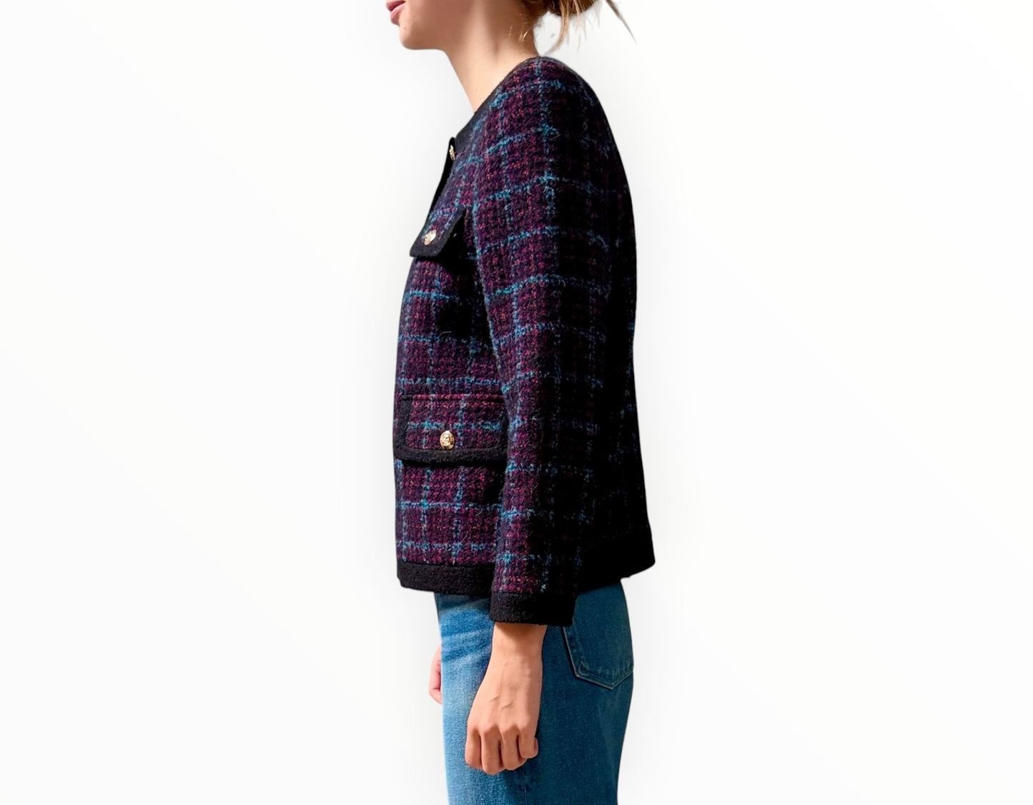 Anine Bing Lydia Jacket - Blue Red Tweed - Size S