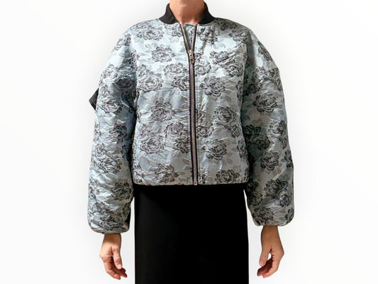 Ganni Jacquard Bomber - Ice Blue - Size XXS/XS