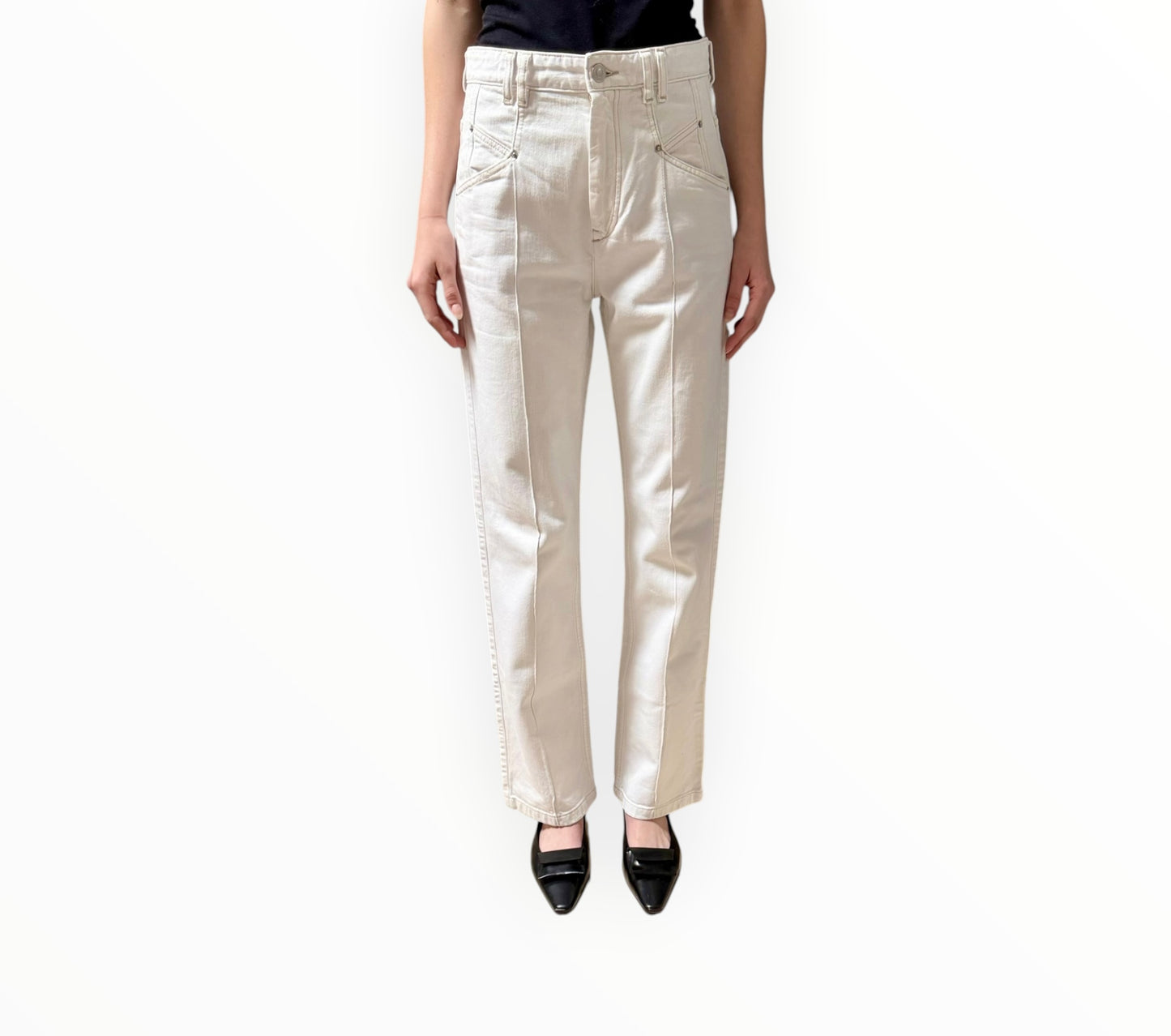Isabel Marant Drolane Logo-Patch Jeans - White - Size 34