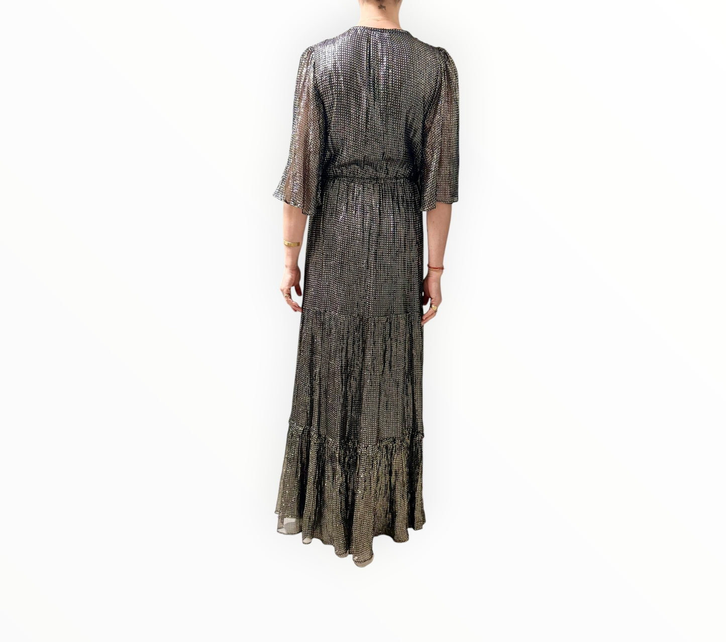 Tara Jarmon Lurex Tiered Dress - Black - Size 42