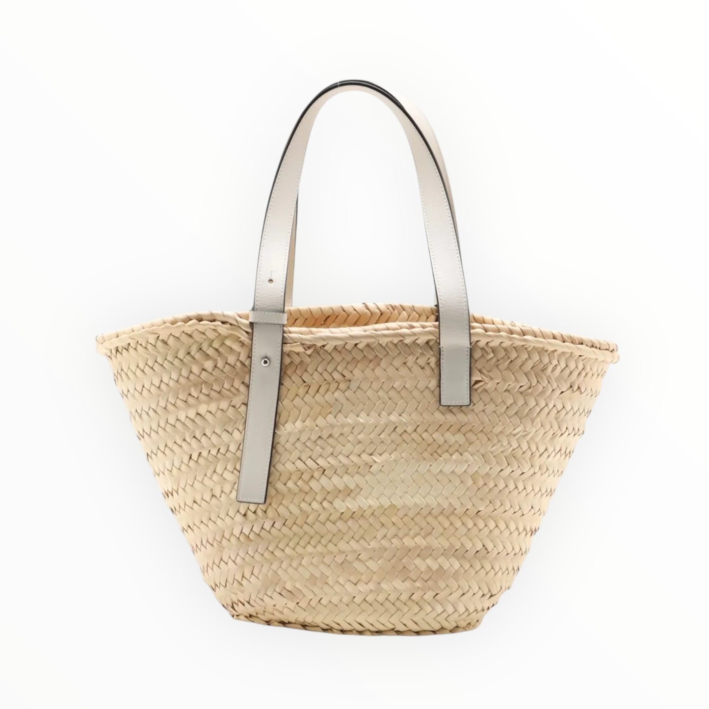 Loewe Leather-Trimmed Woven Raffia Tote - Large - White
