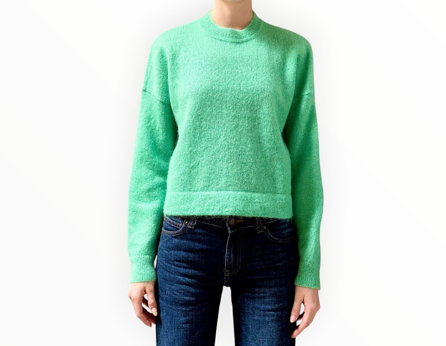 Scanlan Theodore Cropped Mohair Crewneck - Emerald - SizeS/M
