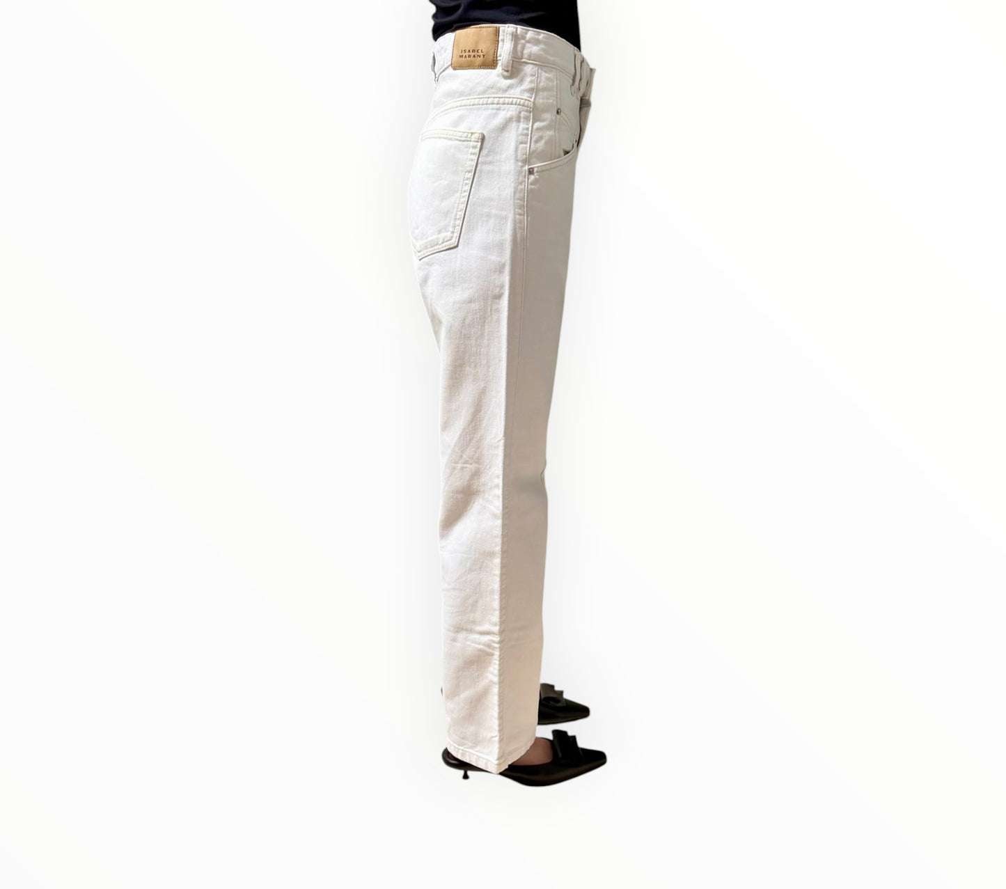 Isabel Marant Drolane Logo-Patch Jeans - White - Size 34