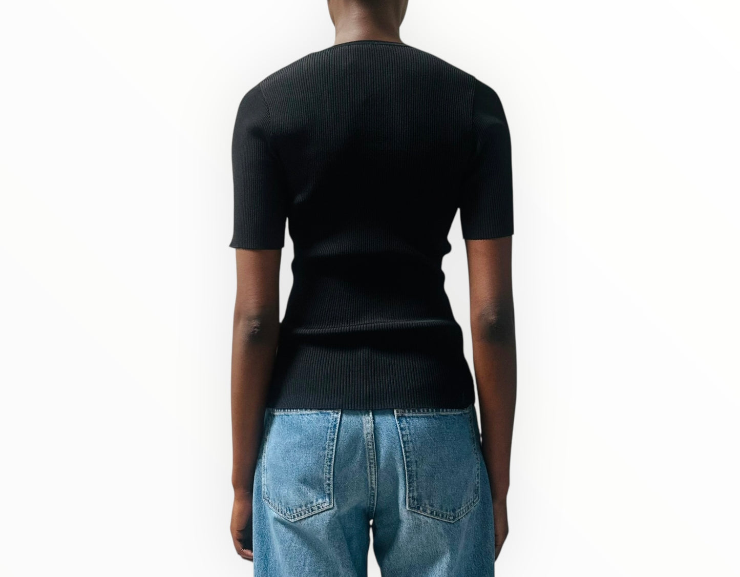 Zimmermann Ribbed Crewneck Top - Black - Size 1