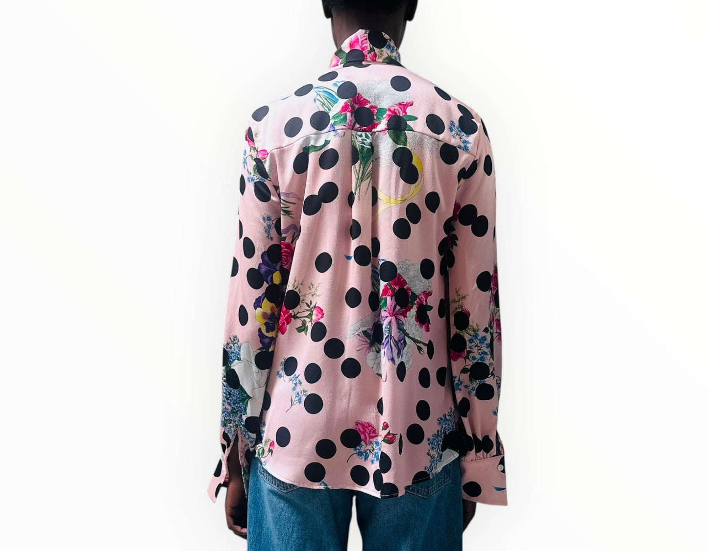 MSGM Polka Dot Floral Print Shirt - Pink Multi - Size 42