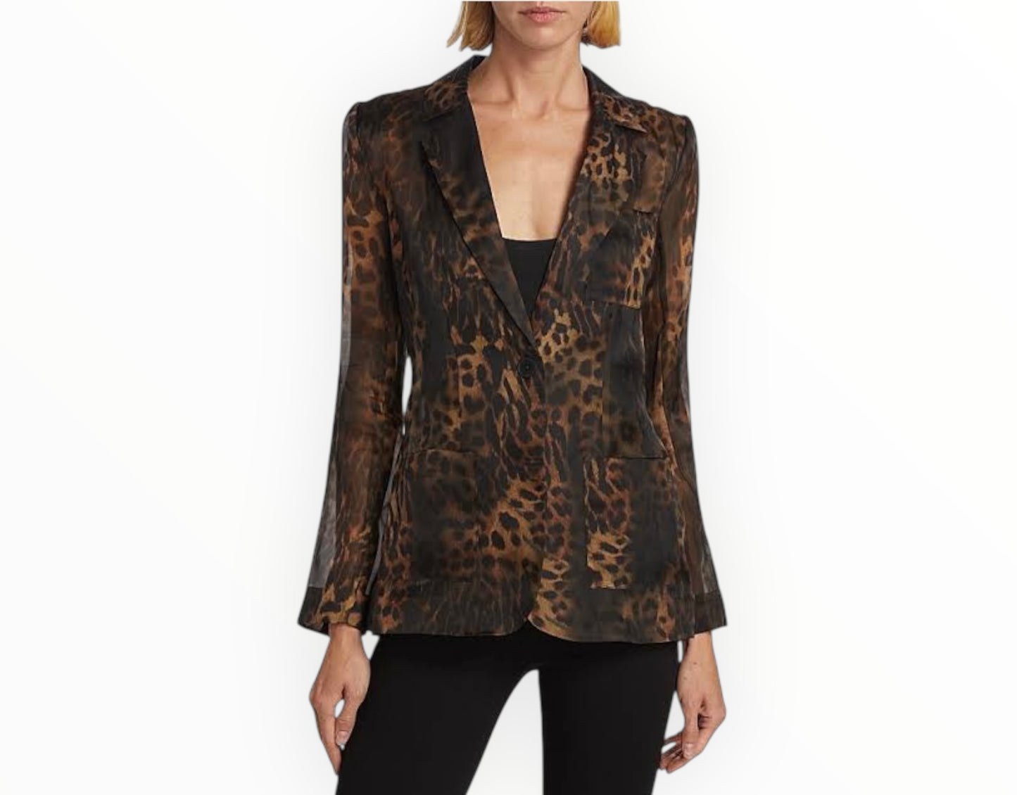 L'Agence Tamara Sheer Blazer - Leopard - Size AU12