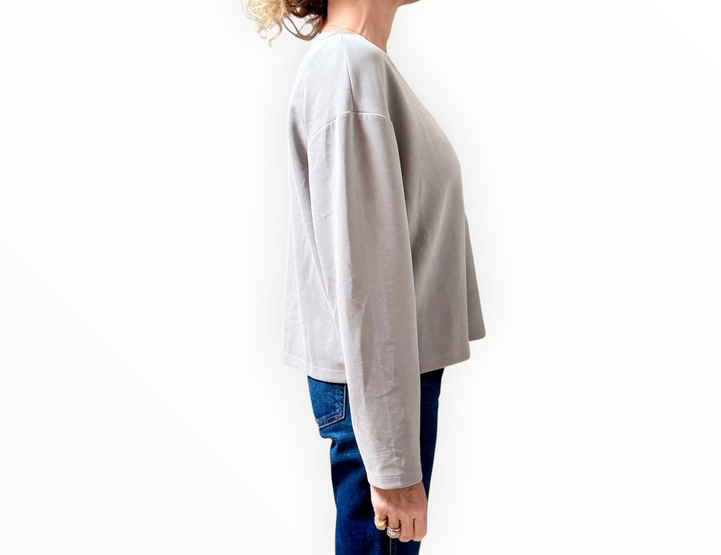 Rich & Royal Peach Long Sleeve Tee - Grey - Size Small