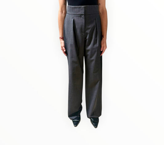 Iro High Waisted Front Pleat Pants - Charcoal - Size 38