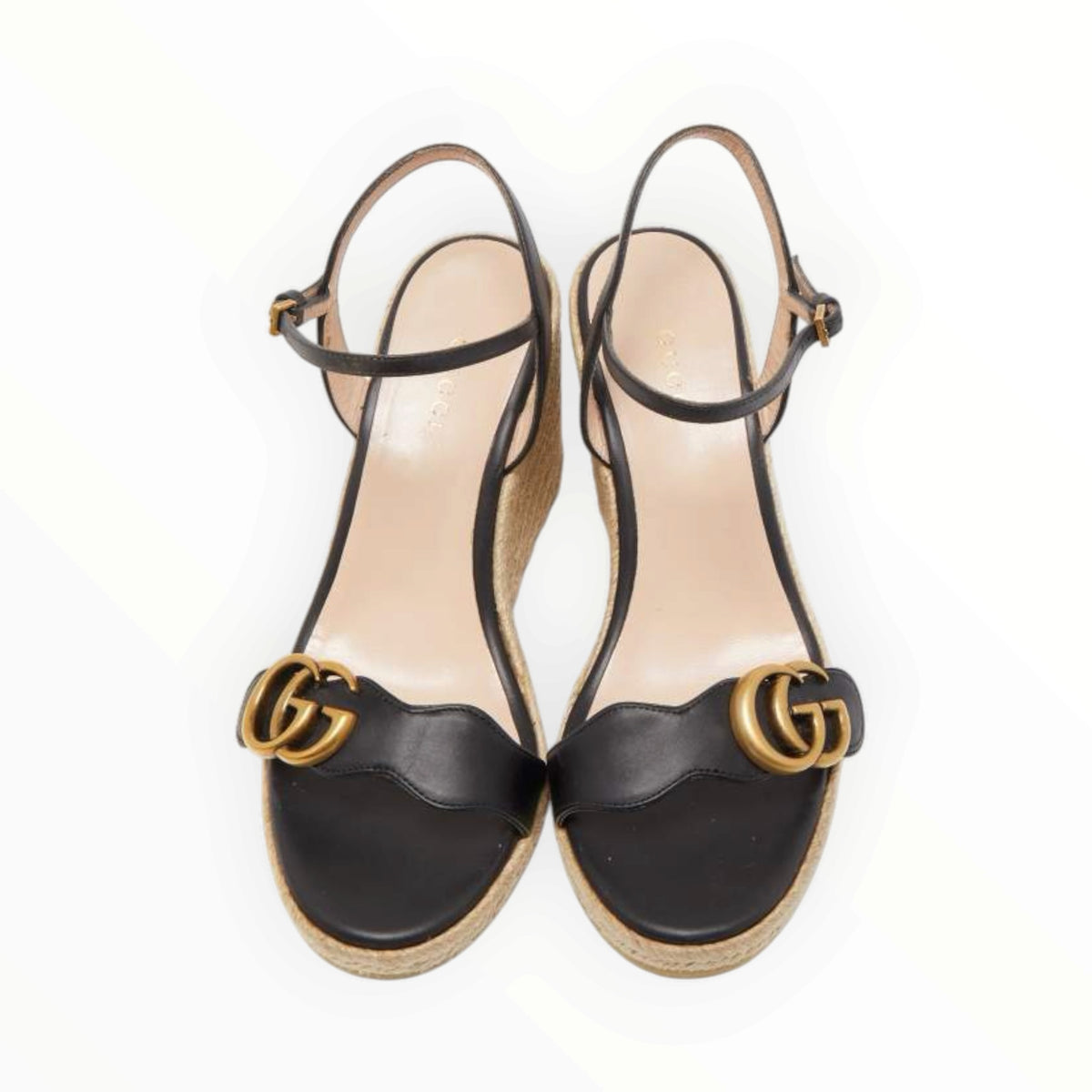 Gucci GG Espardrille Wedges - Black - Size 39