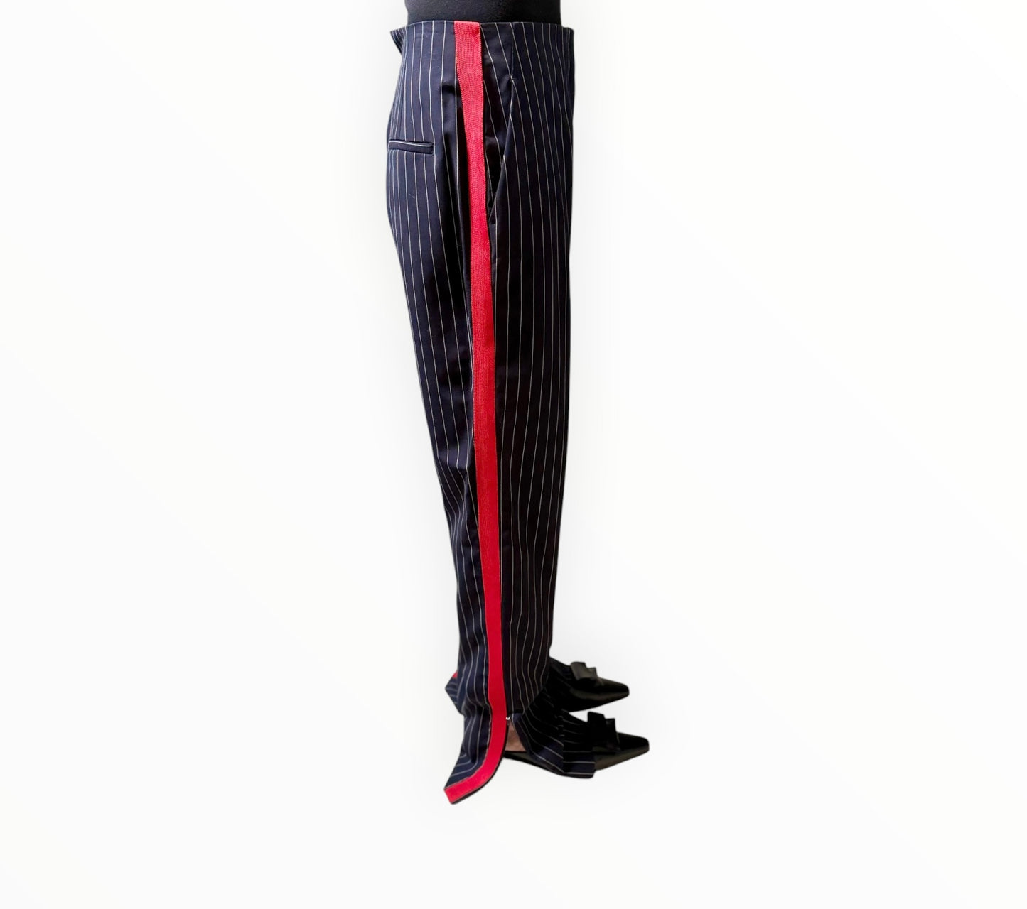 Rag & Bone Jess Pinstripe Pants - Navy - Size AU12