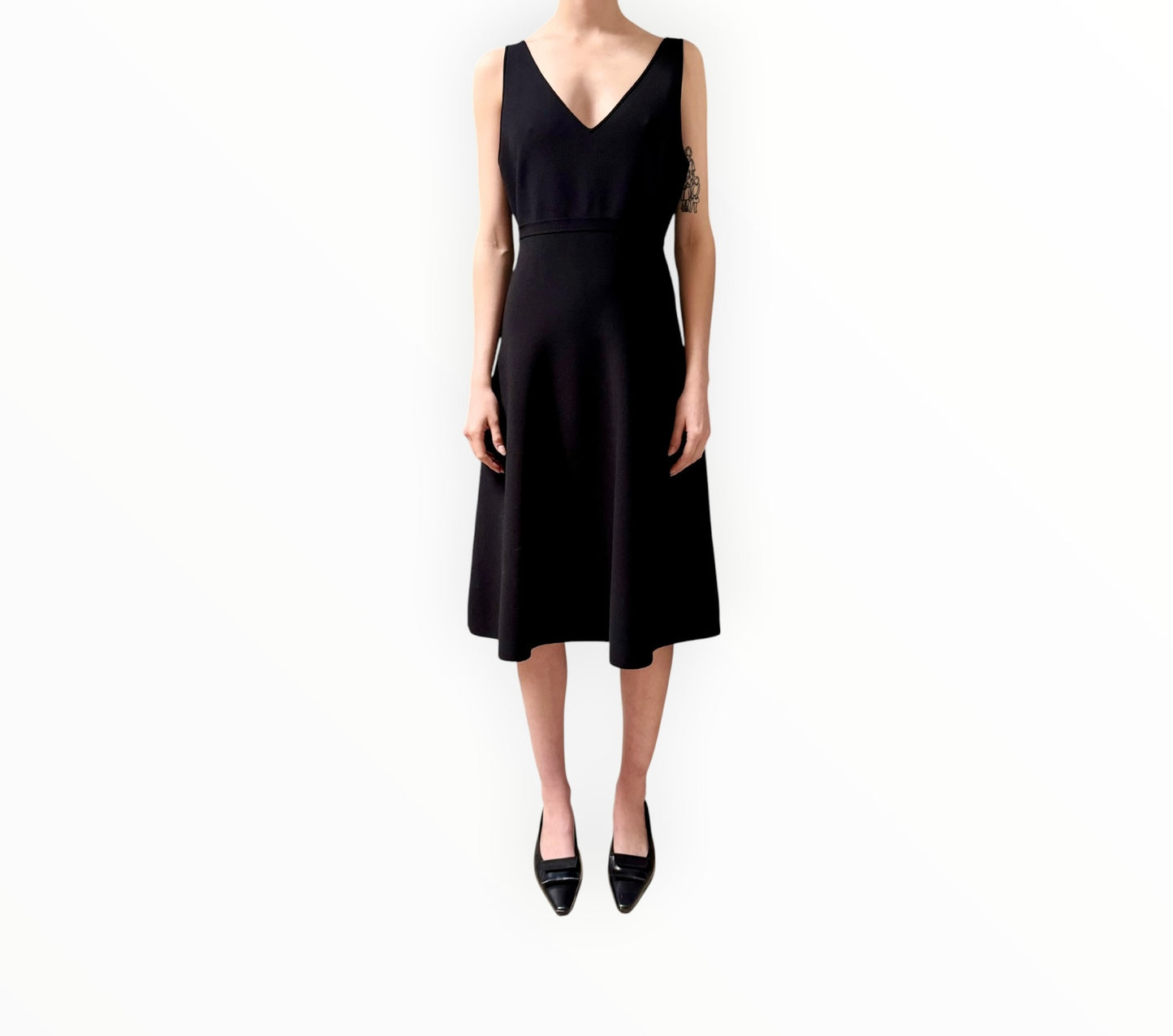 Theory V-Neck Knit Dress - Black - Size L