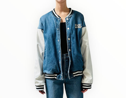 Mother Femme Fatale Varsity Jacket - Denim - Size S