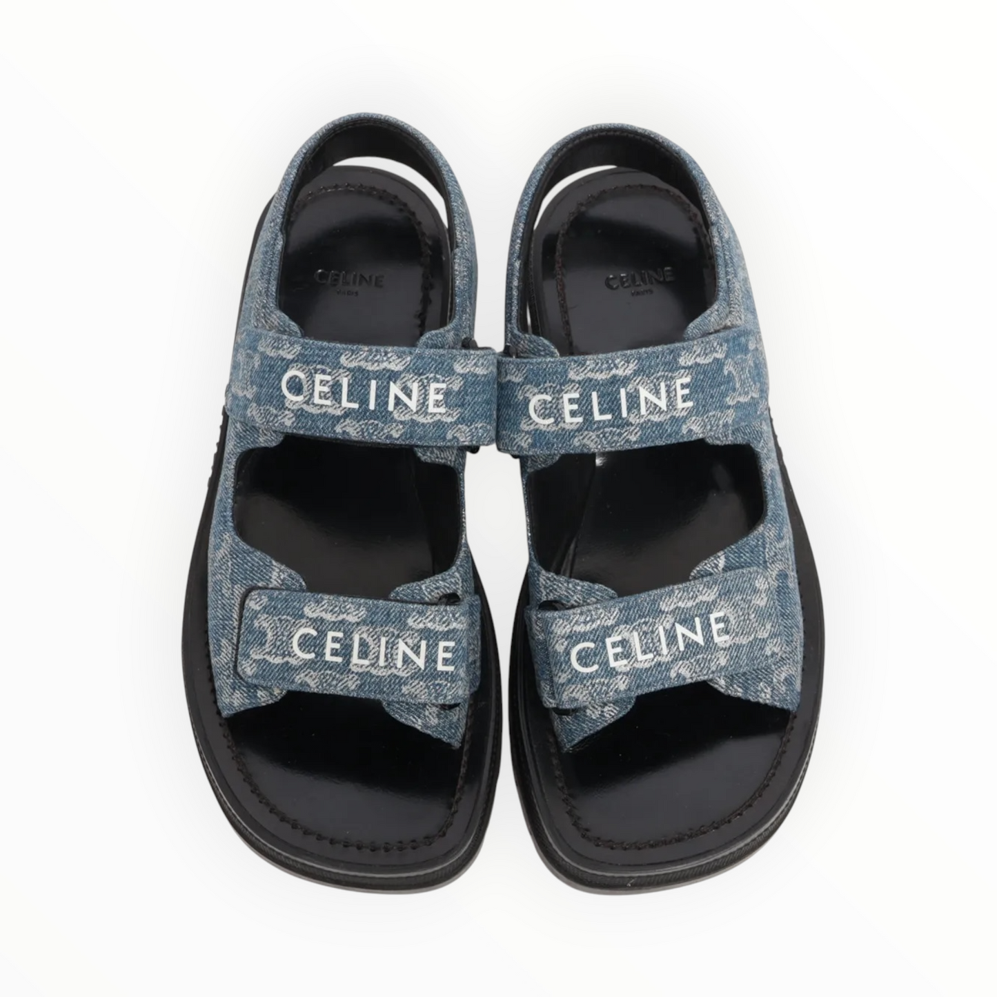RT006219 - Celine Logo Denim Strap Sandals - Blue - Size 38