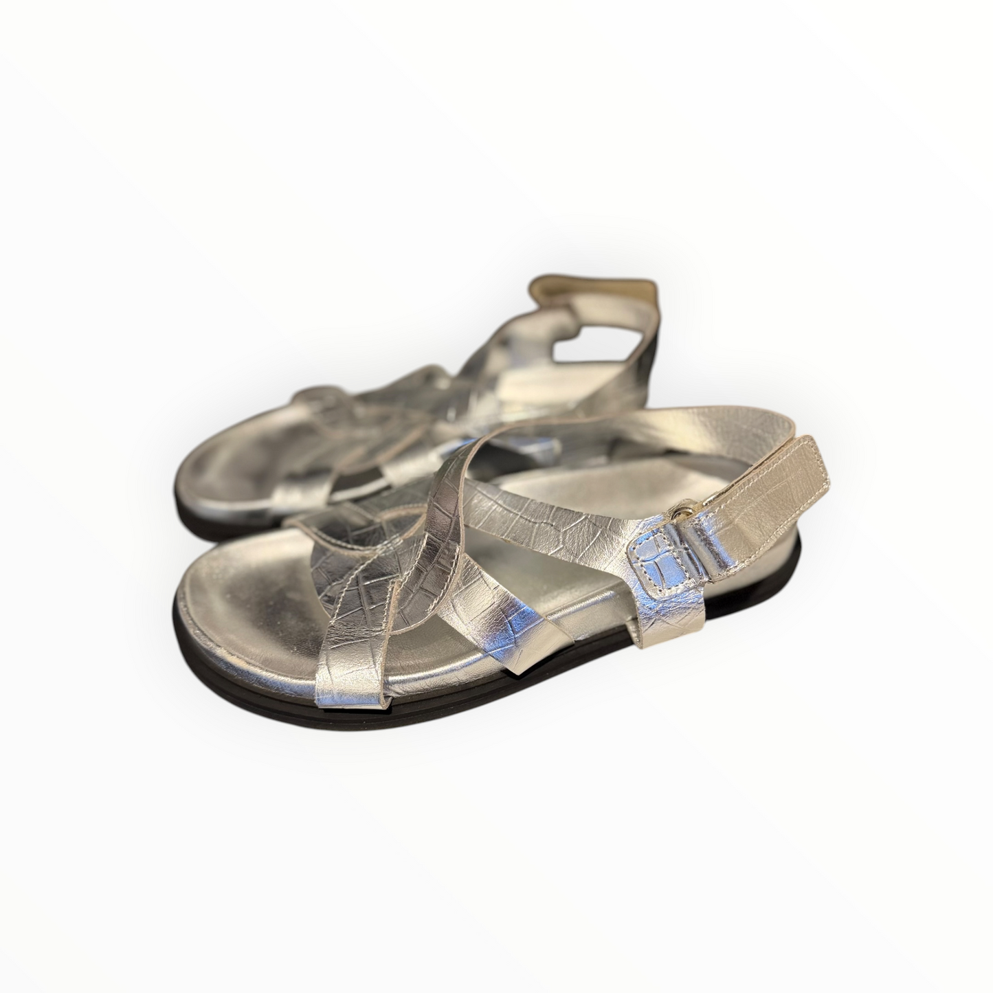 DOF Studios Croc Skin Sandals - Silver - Size 39