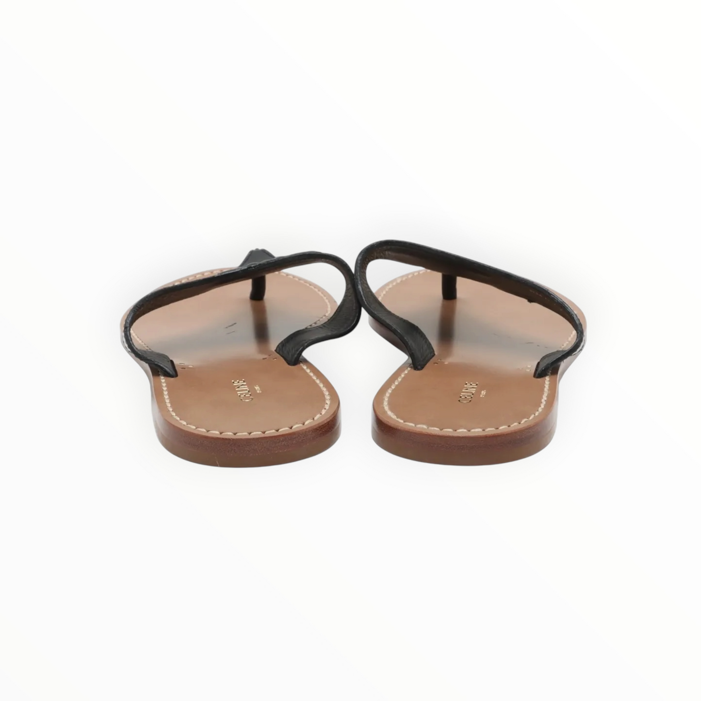 Celine Triomphe Leather Sandals - Black - Size 38