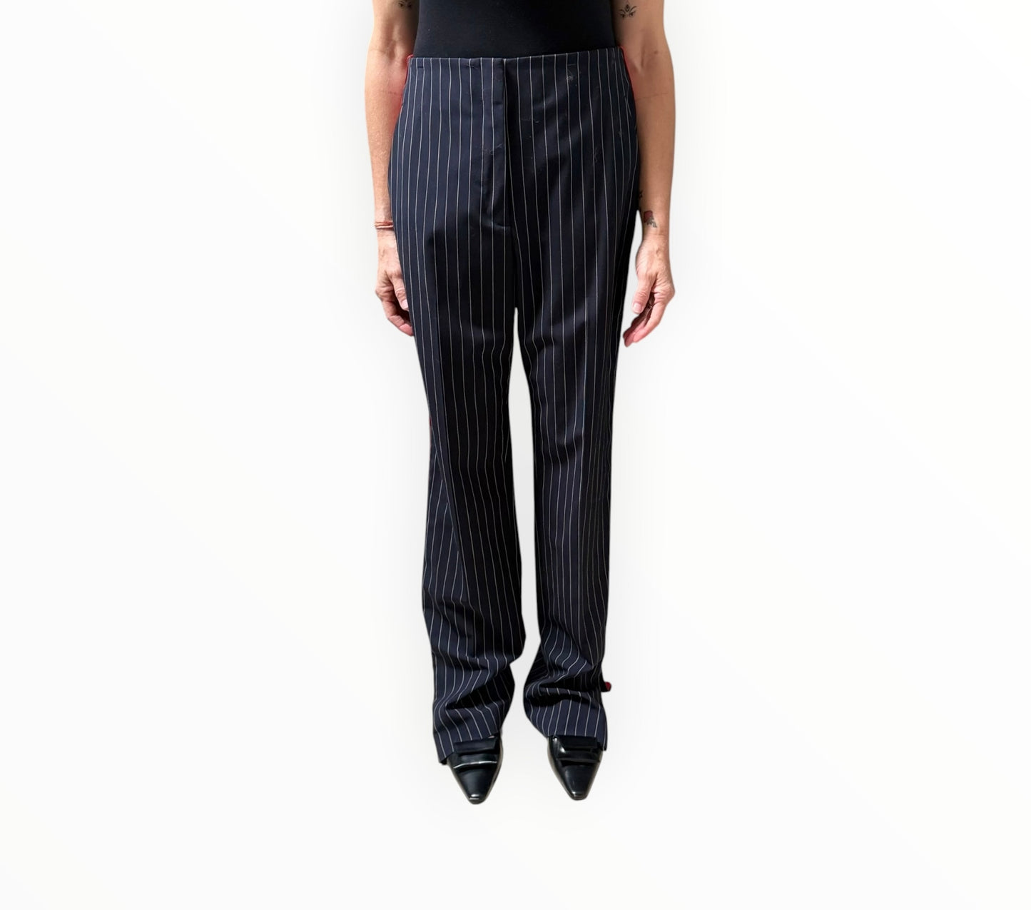Rag & Bone Jess Pinstripe Pants - Navy - Size AU12