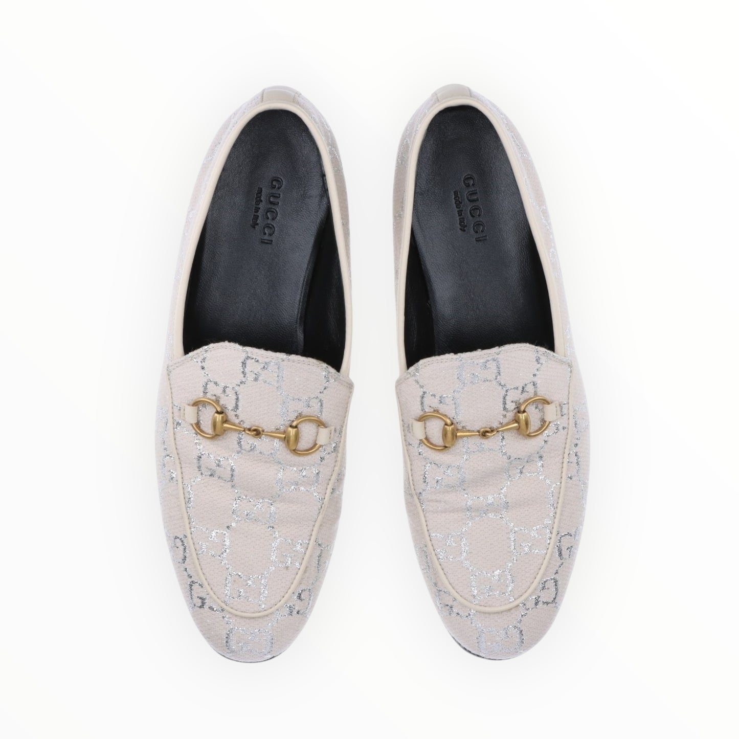 Gucci Jordan GG Loafers - Beige/Silver - Size 37.5