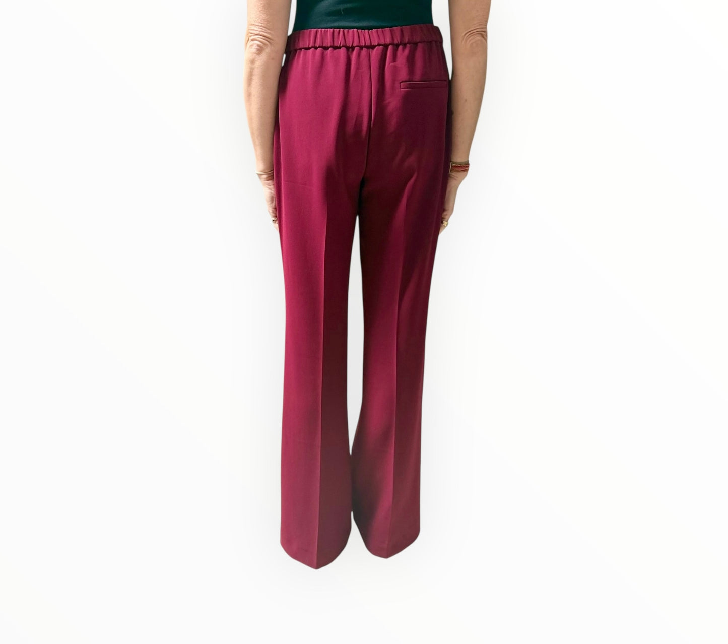 Theory Flat Front Half Back Elastic Pants - Crimson- Size AU8
