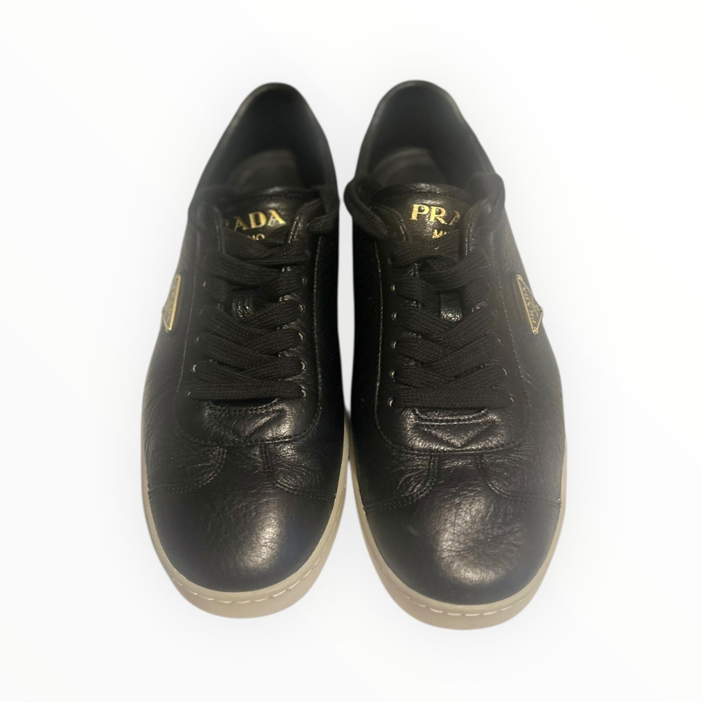 Prada Lane Leather Sneakers - Black - Size 39