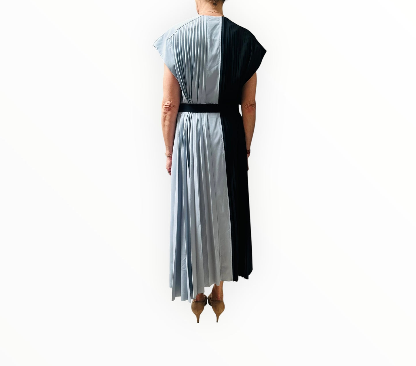 Tibi Edith Pleated Dress - Black Multi - Size M