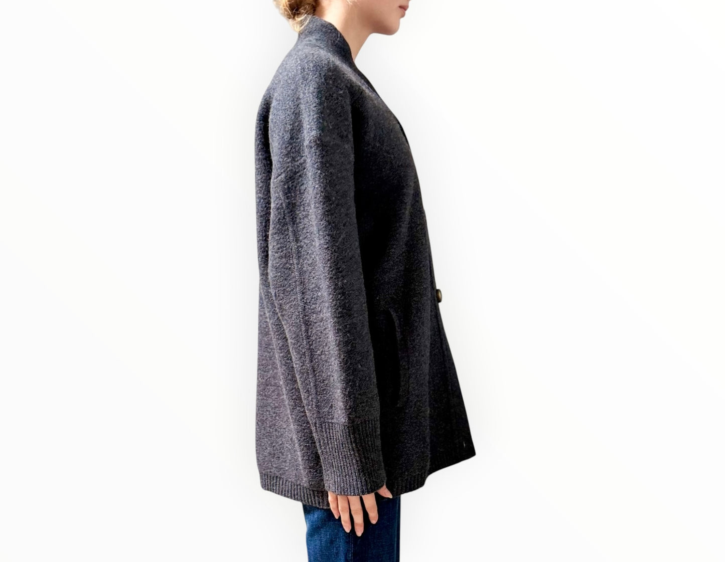 Camilla and Marc Rohan Boiled Merino Knit Cardigan - Charcoal Melange - Size XXS