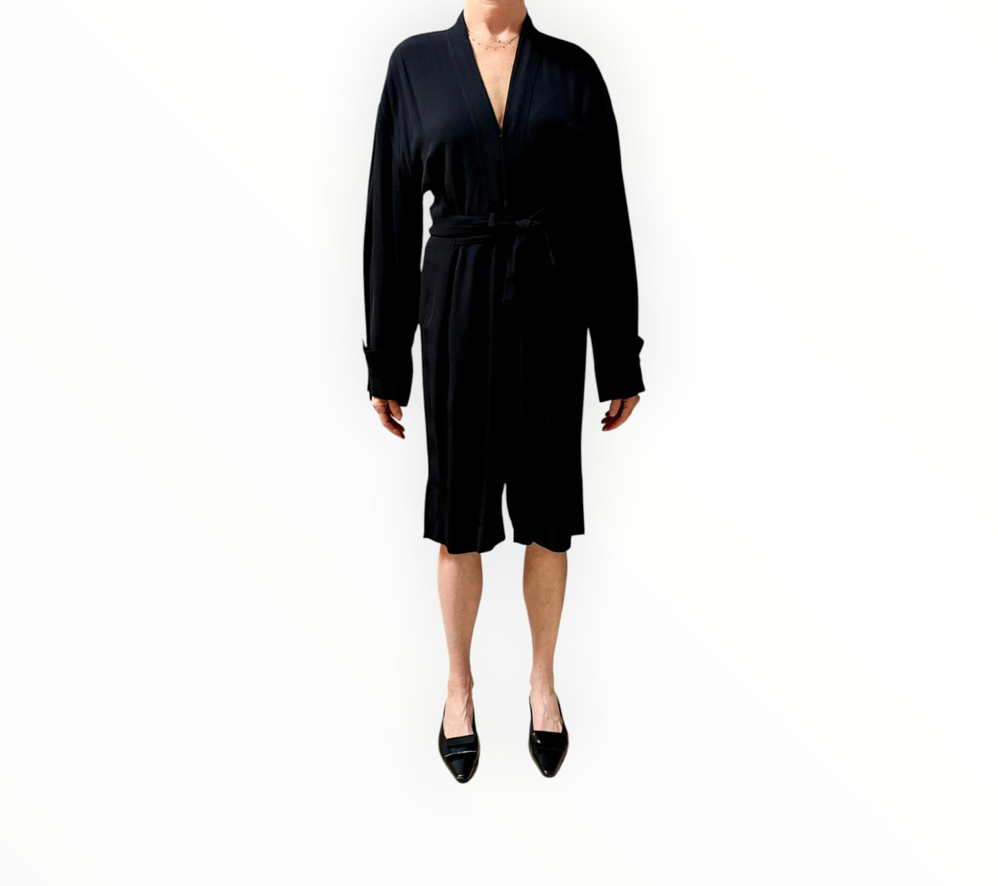 Bassike Culotte Jumpsuit - Black- Size 0