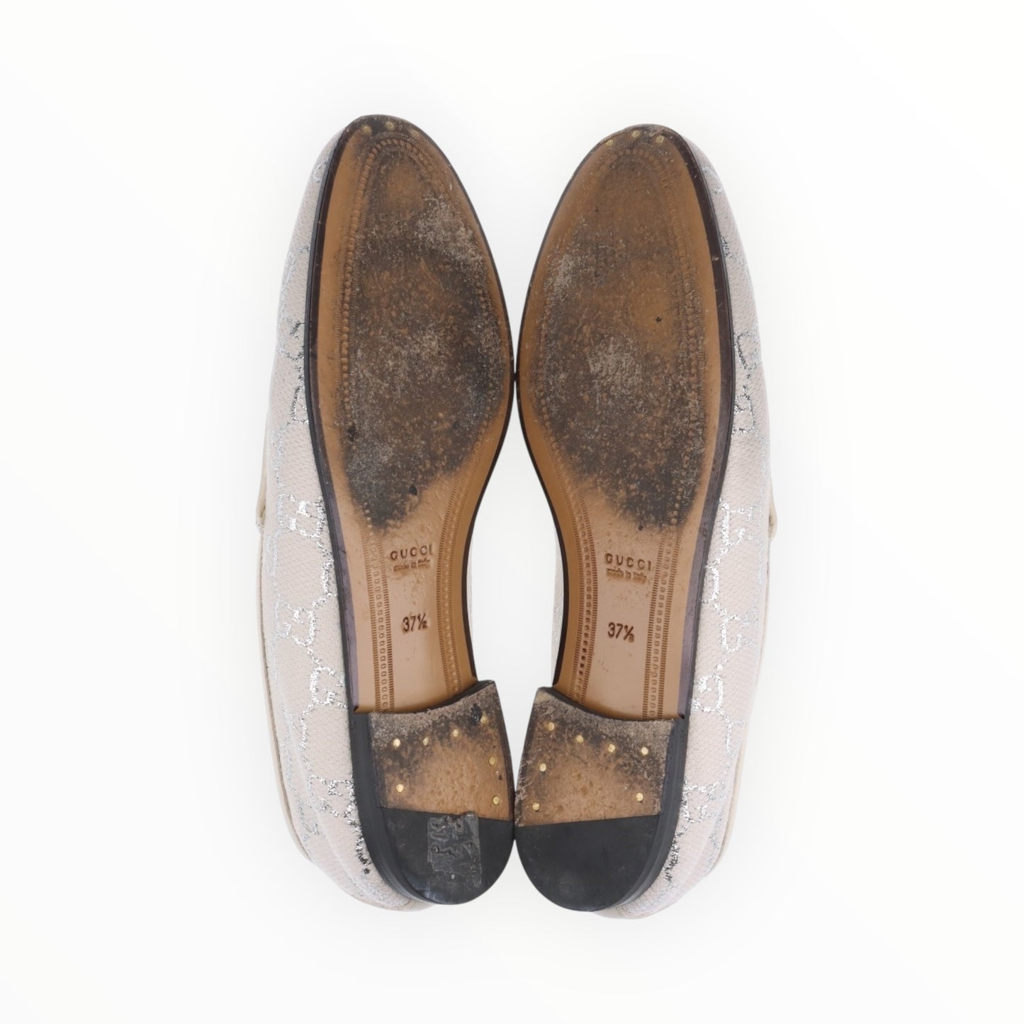 Gucci Jordan GG Loafers - Beige/Silver - Size 37.5