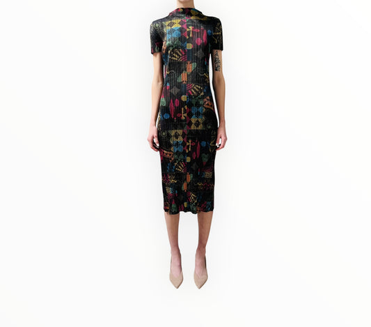 Issey Miyake Pleats Please Crewneck Dress - Multi - Size 3