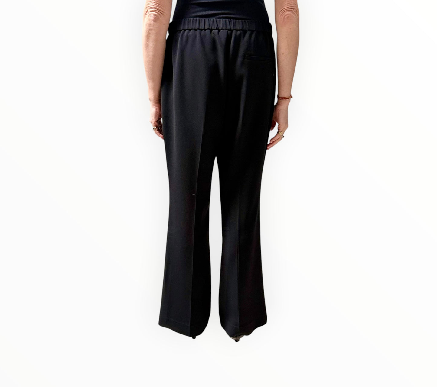 Theory Flat Front Half Back Elastic Pants - Black- Size AU12