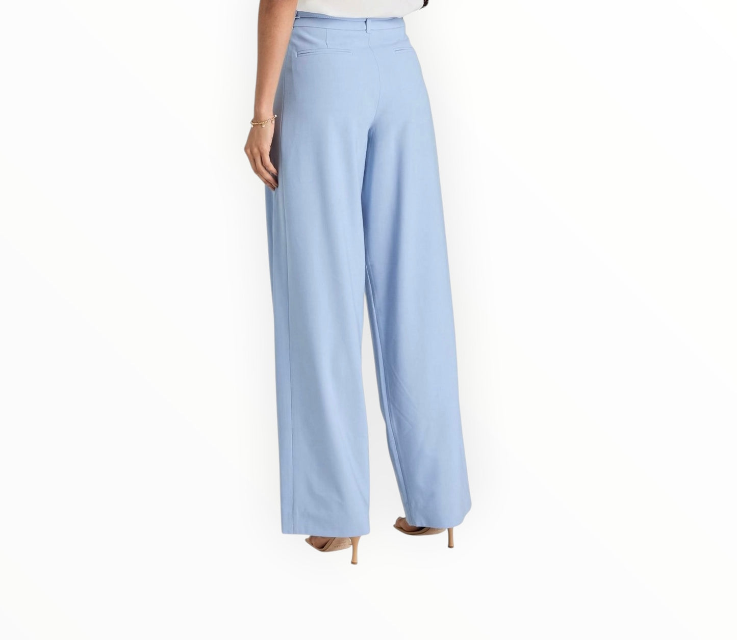 Zimmermann Belted Pleated Crepe Wide-Leg Pants - Light Blue - Size 1