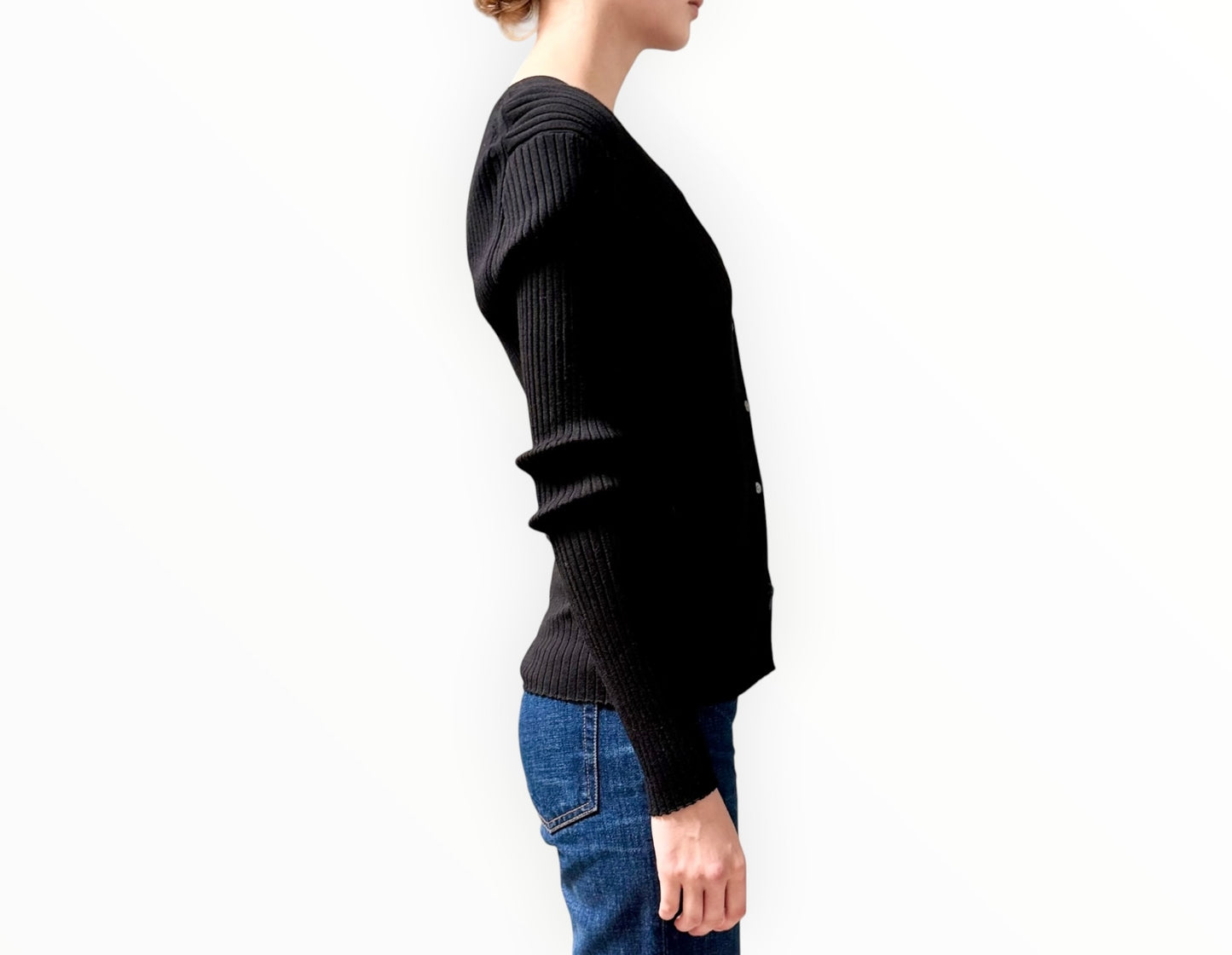 Theory Merino Rib Cardigan - Black - Size L