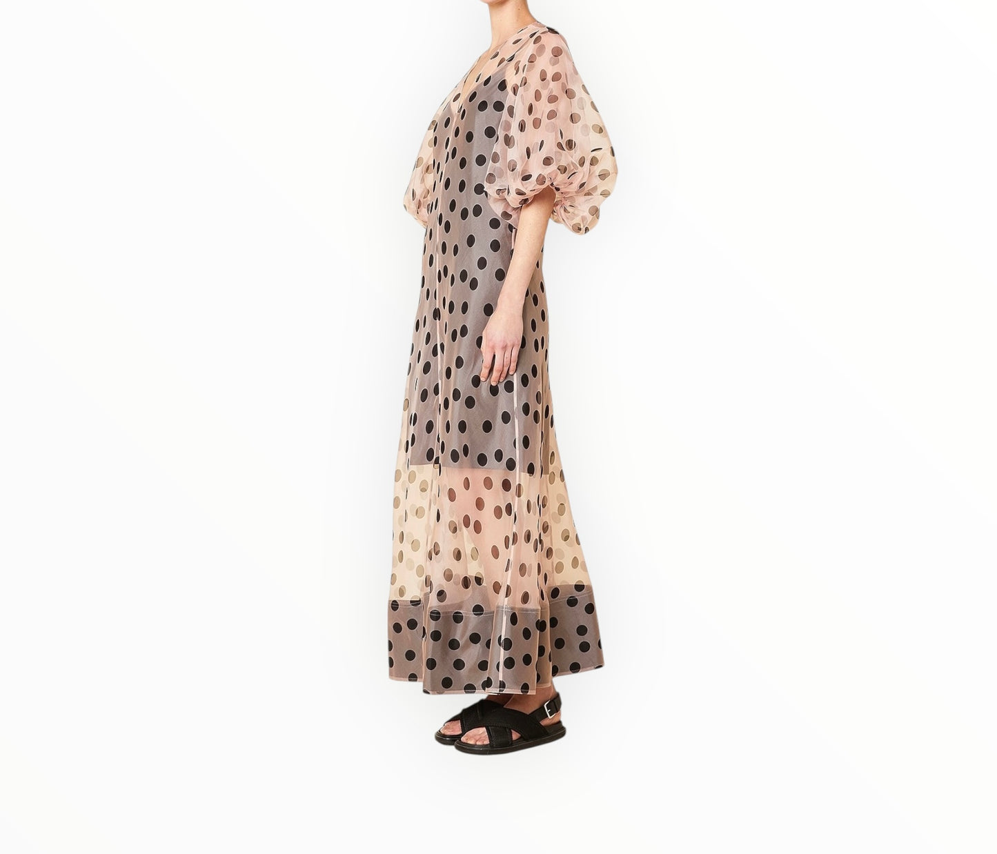 Lee Mathews Rayne Organza Puff Sleeve Dress - Pink/Black - Size 1