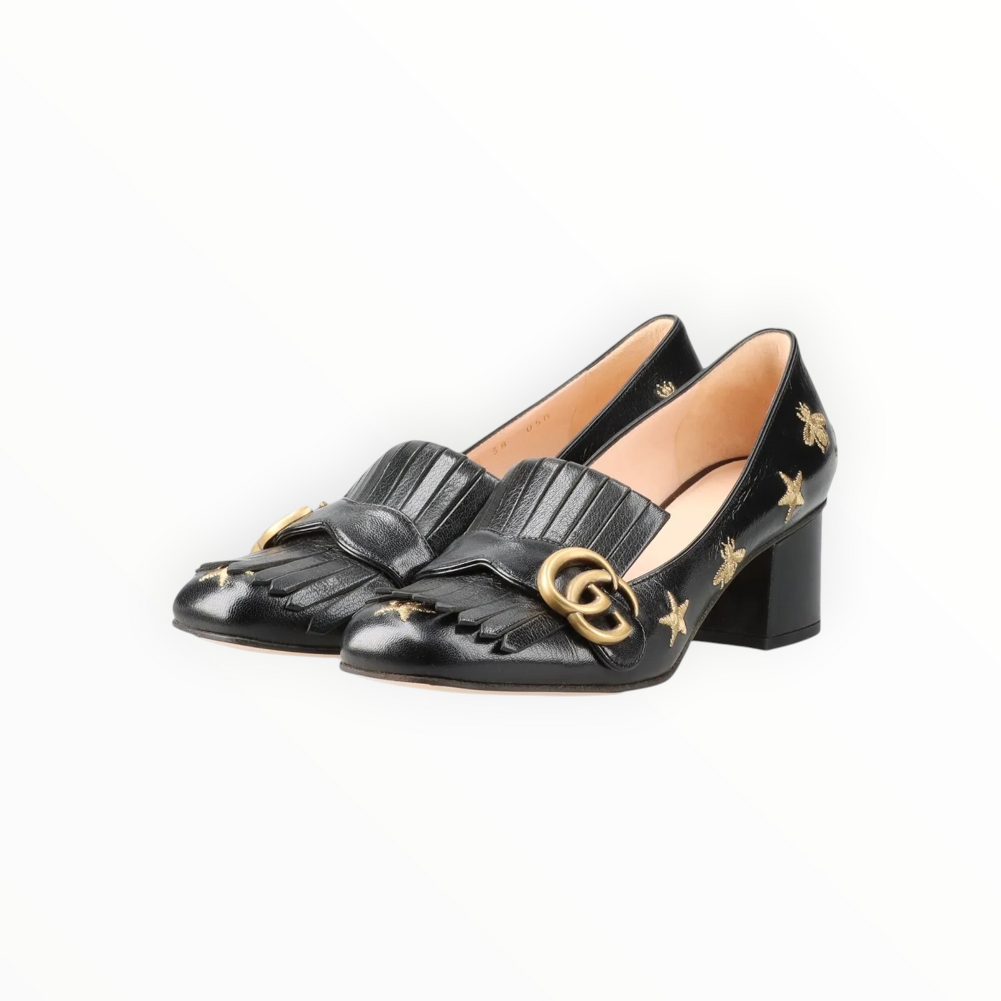 RT006223 - Gucci Quentin Bee & Star GG Marmont Loafer Pumps - Black - Size 38