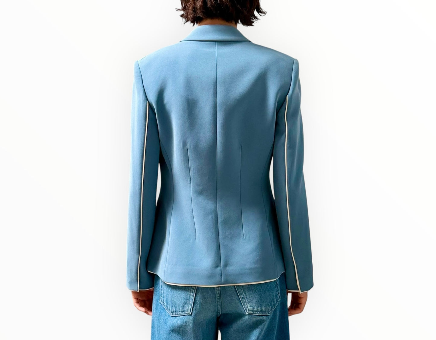 Theory Constrast Blazer - Teal/Cream - Size AU8