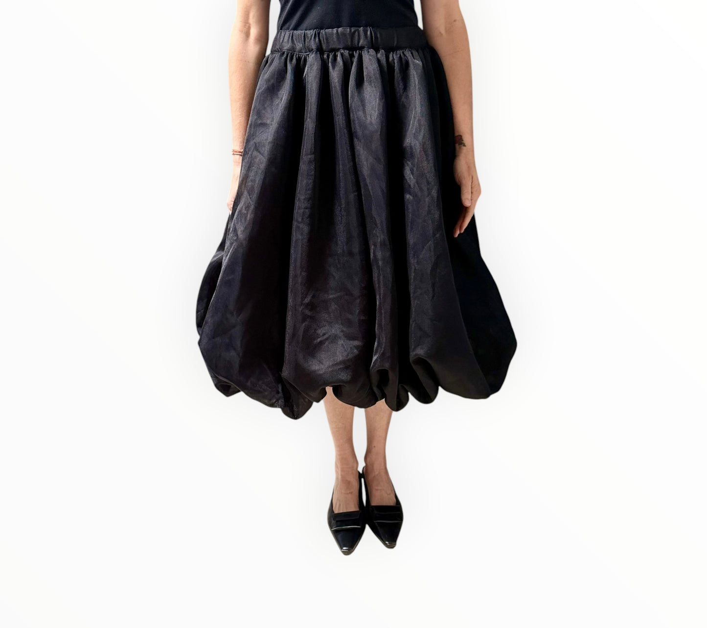 BLACK COMME des GARÇONS Organza Balloon Midi Skirt - Black - Size S