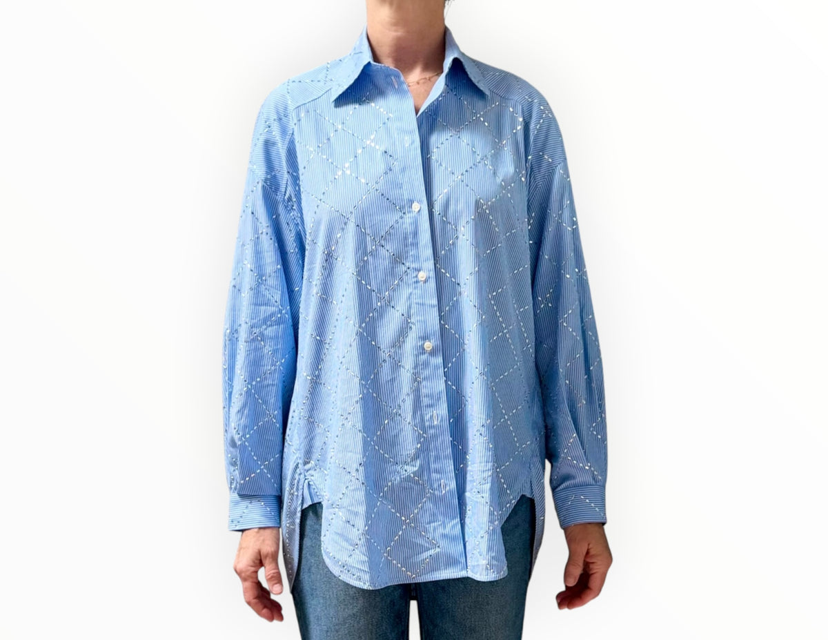 RT006438 - Sandro Rhombus Shirt - Blue Stripe - Size 1