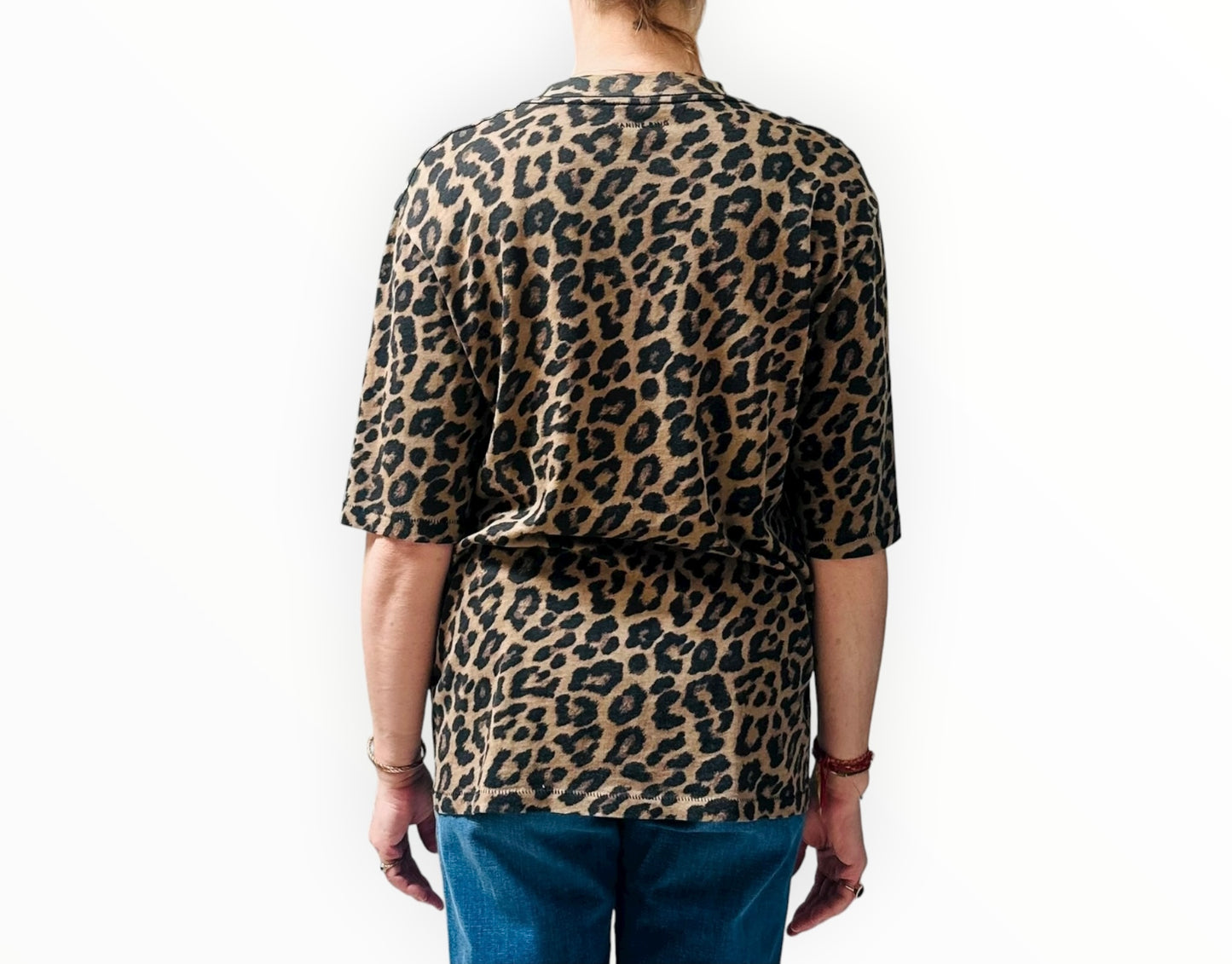Anine Bing Animal Print Tee - Black/Brown - Size S