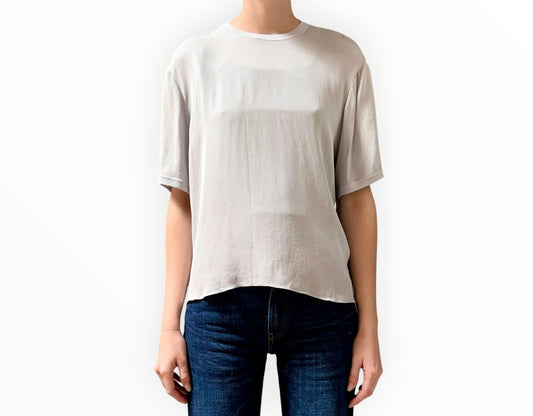 Theory Silk Crewneck Tee - Dove Grey - Size M