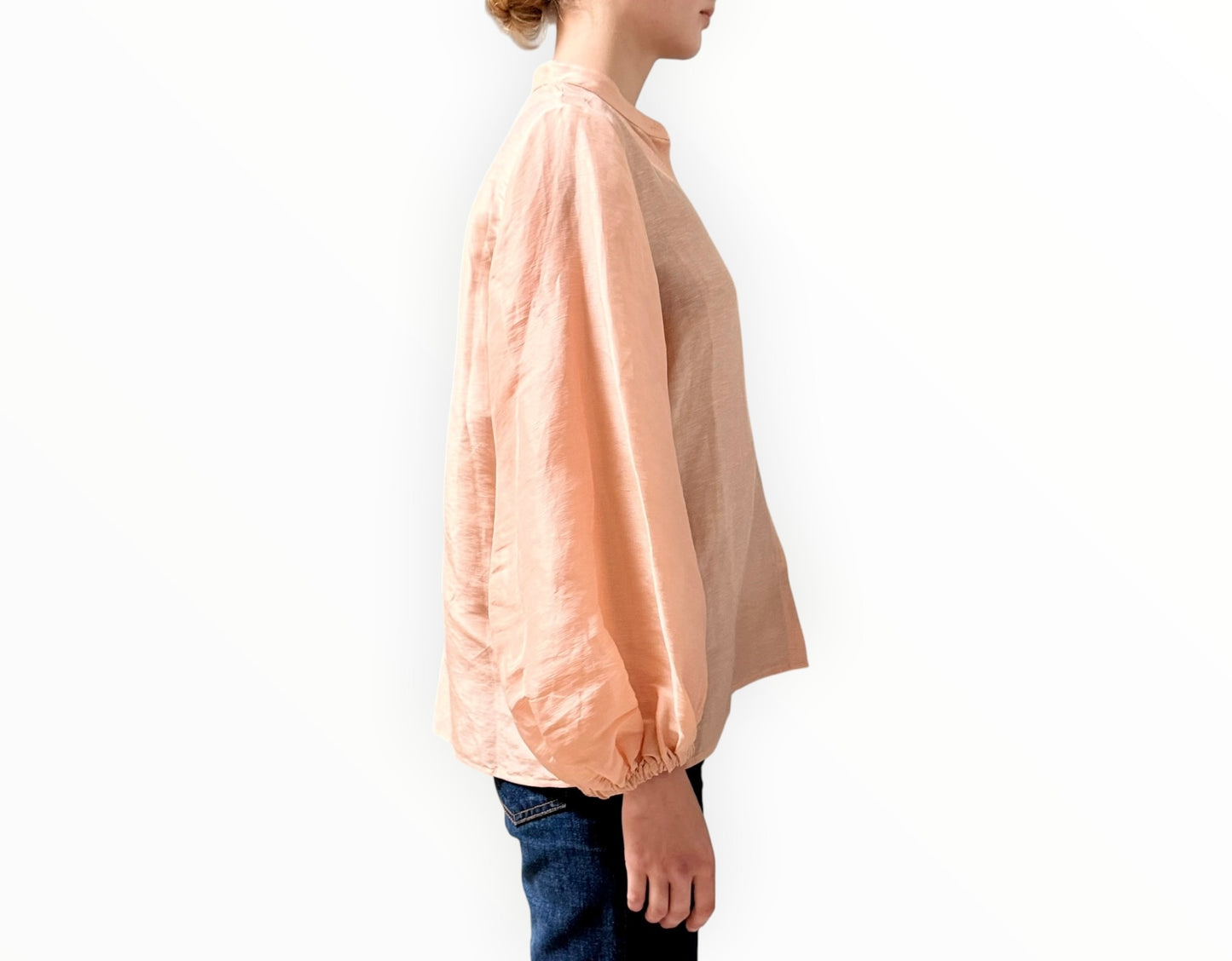 Sarah-Jane Clarke Linen Silk Shirt - Peach - Size AU8