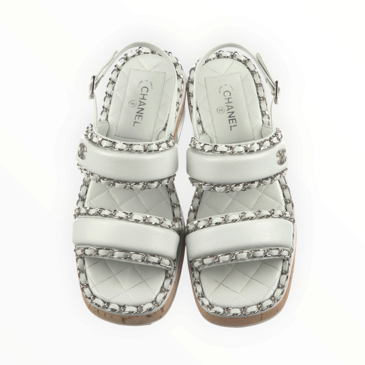 RT006592 - Chanel Interlocking CC Logo Slingbacks - White - 39